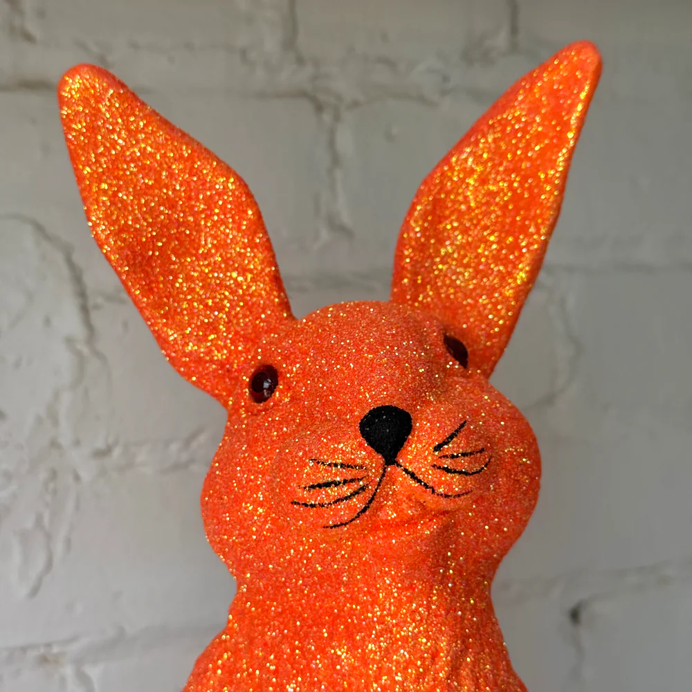 Ino Schaller Large Standing Glitter Bunny in Hot Orange - Image 4