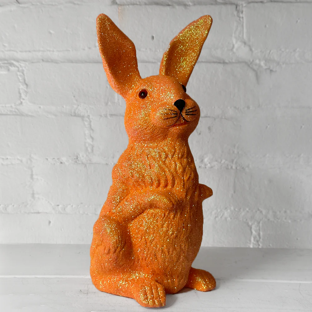 Ino Schaller Large Standing Glitter Bunny in Orange