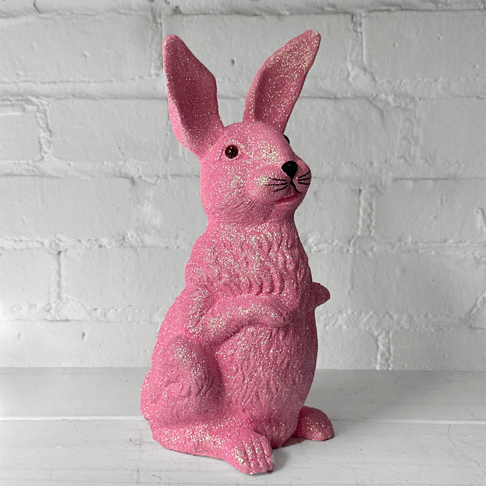Ino Schaller Large Standing Glitter Bunny in Pink
