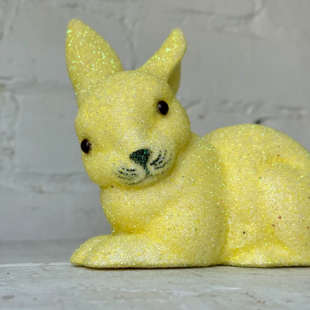 Ino Schaller Lying Beaded Glitter Bunny in Yellow with Tail - Image 2
