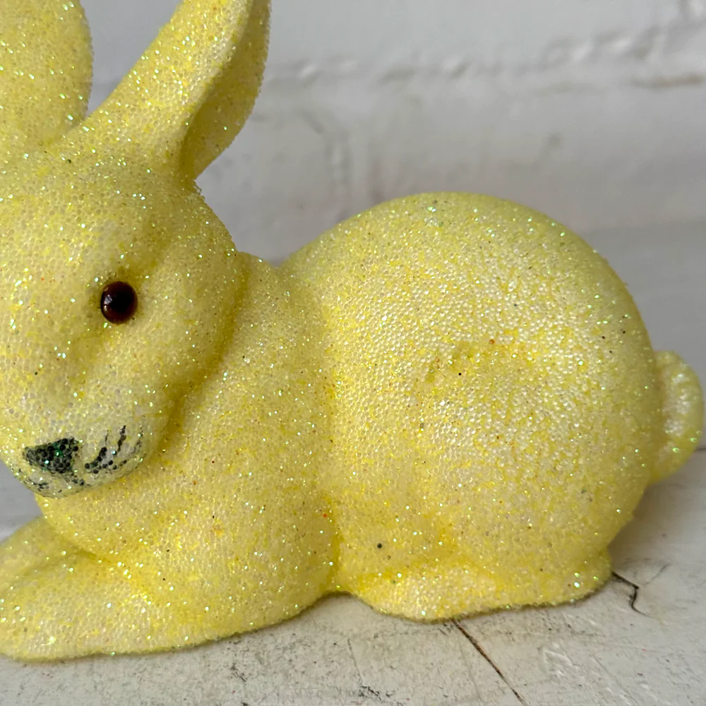 Ino Schaller Lying Beaded Glitter Bunny in Yellow with Tail - Image 3