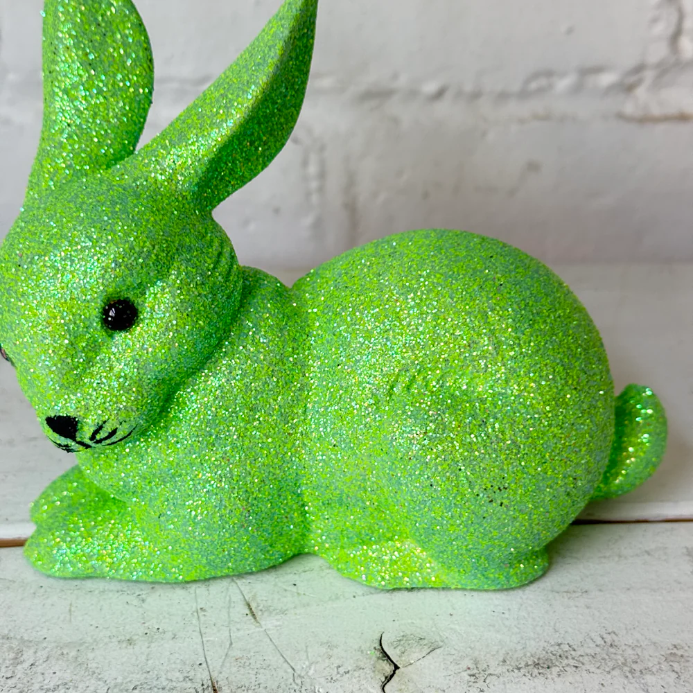 Ino Schaller Lying Glitter Bunny in Green with Tail - Image 3