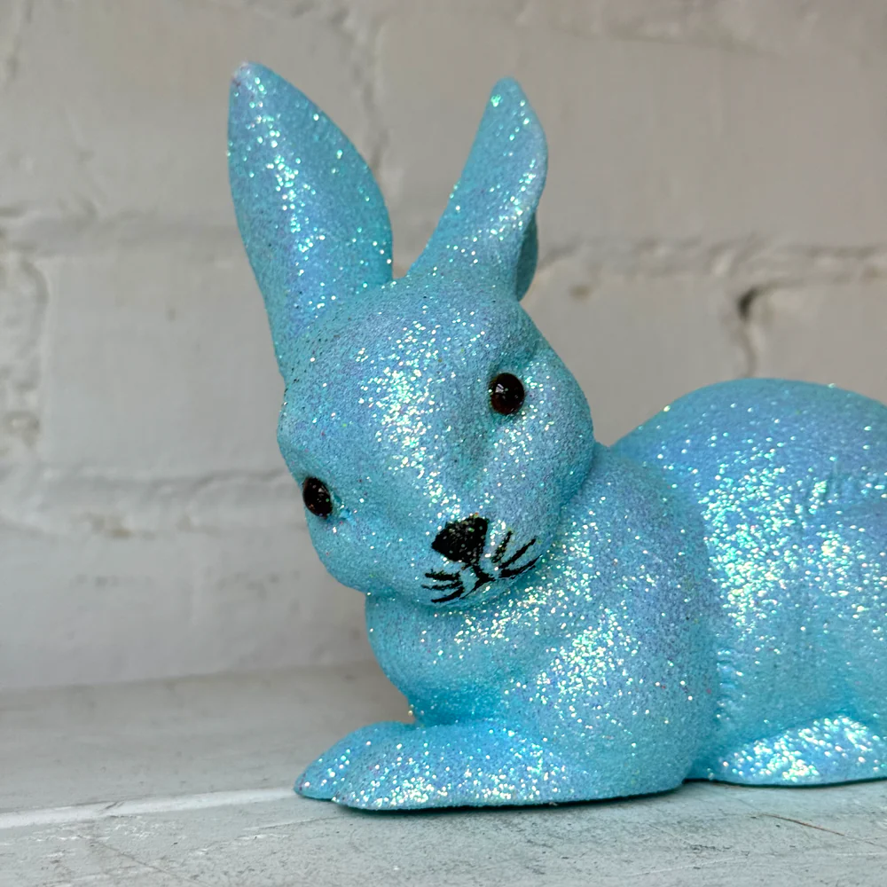 Ino Schaller Lying Glitter Bunny in Light Blue with Tail - Image 2