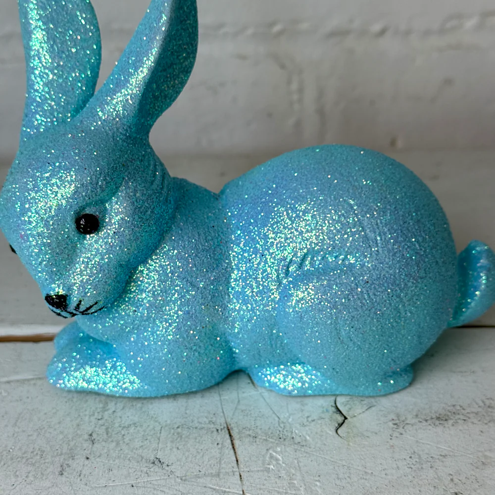 Ino Schaller Lying Glitter Bunny in Light Blue with Tail - Image 3