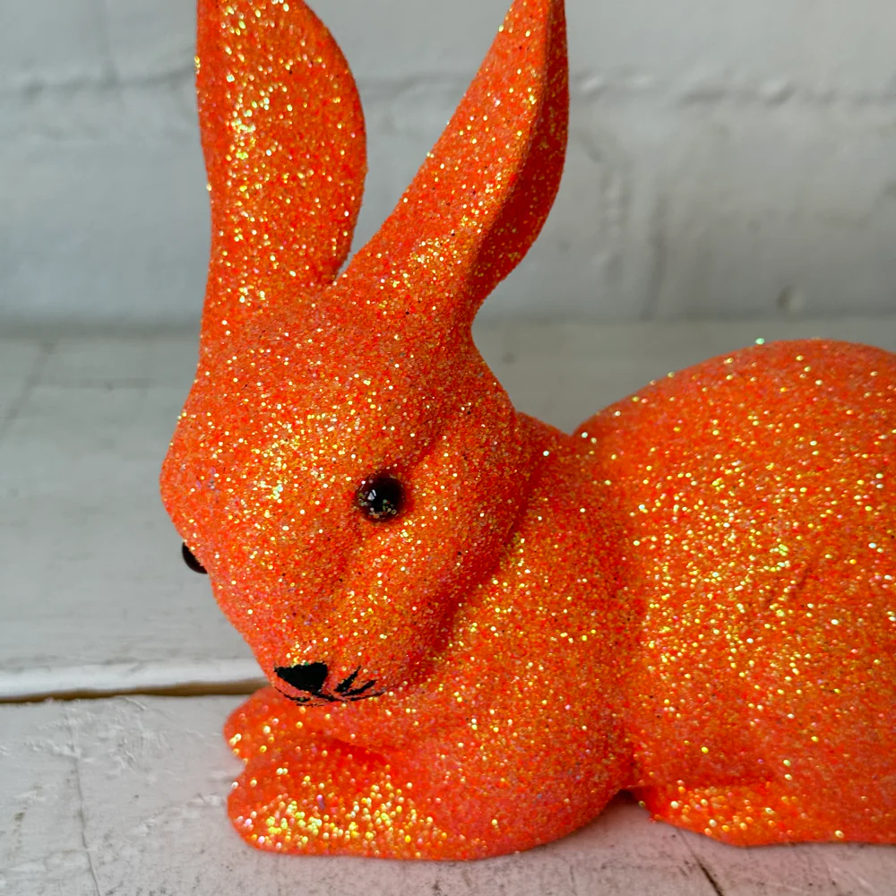 Ino Schaller Lying Glitter Bunny in Orange with Tail - Image 3