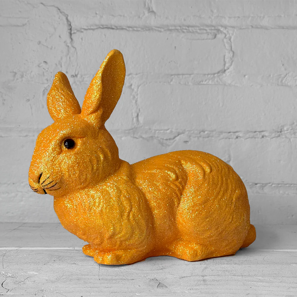 Ino Schaller Medium Lying Glitter Bunny in Light Orange