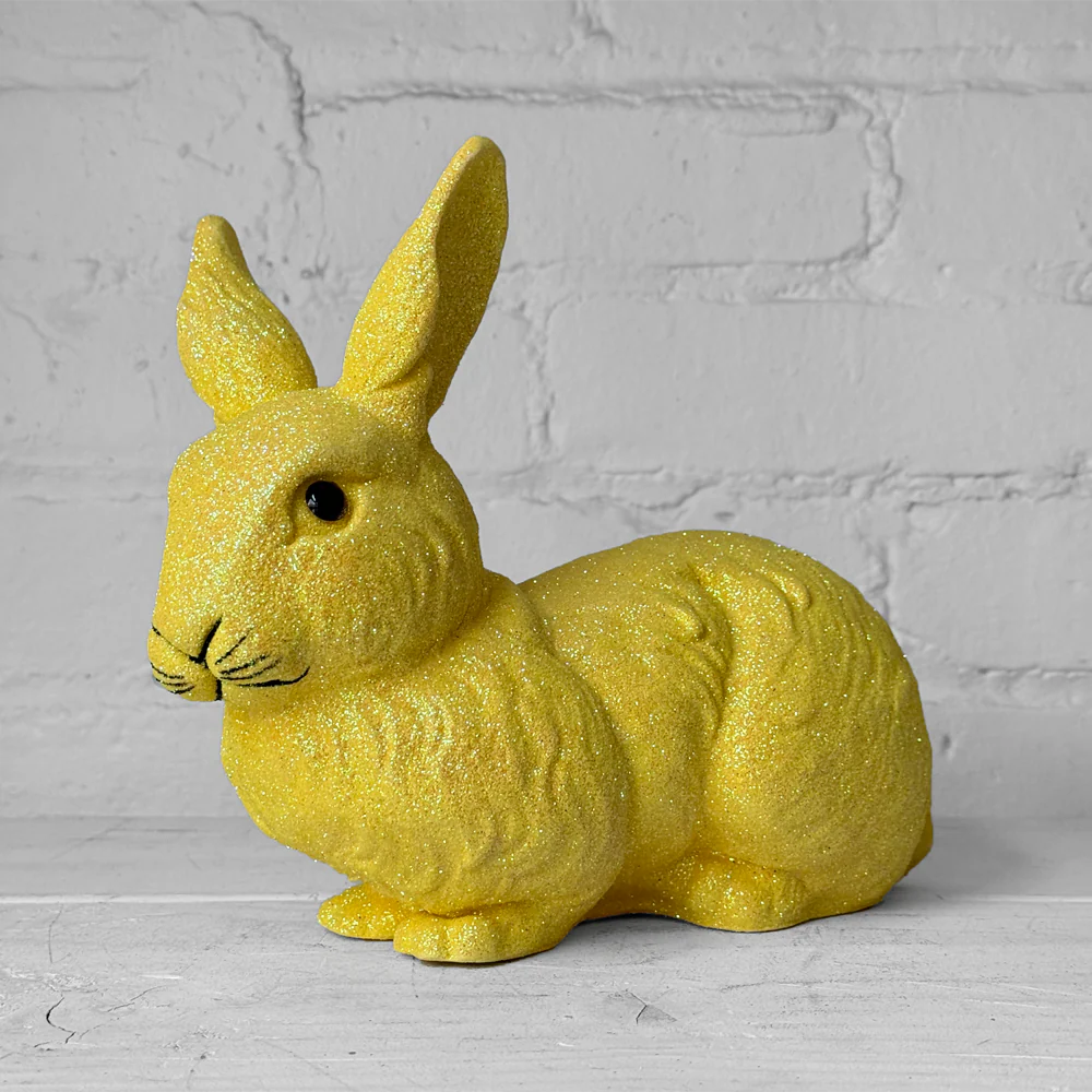 Ino Schaller Medium Lying Glitter Bunny in Yellow