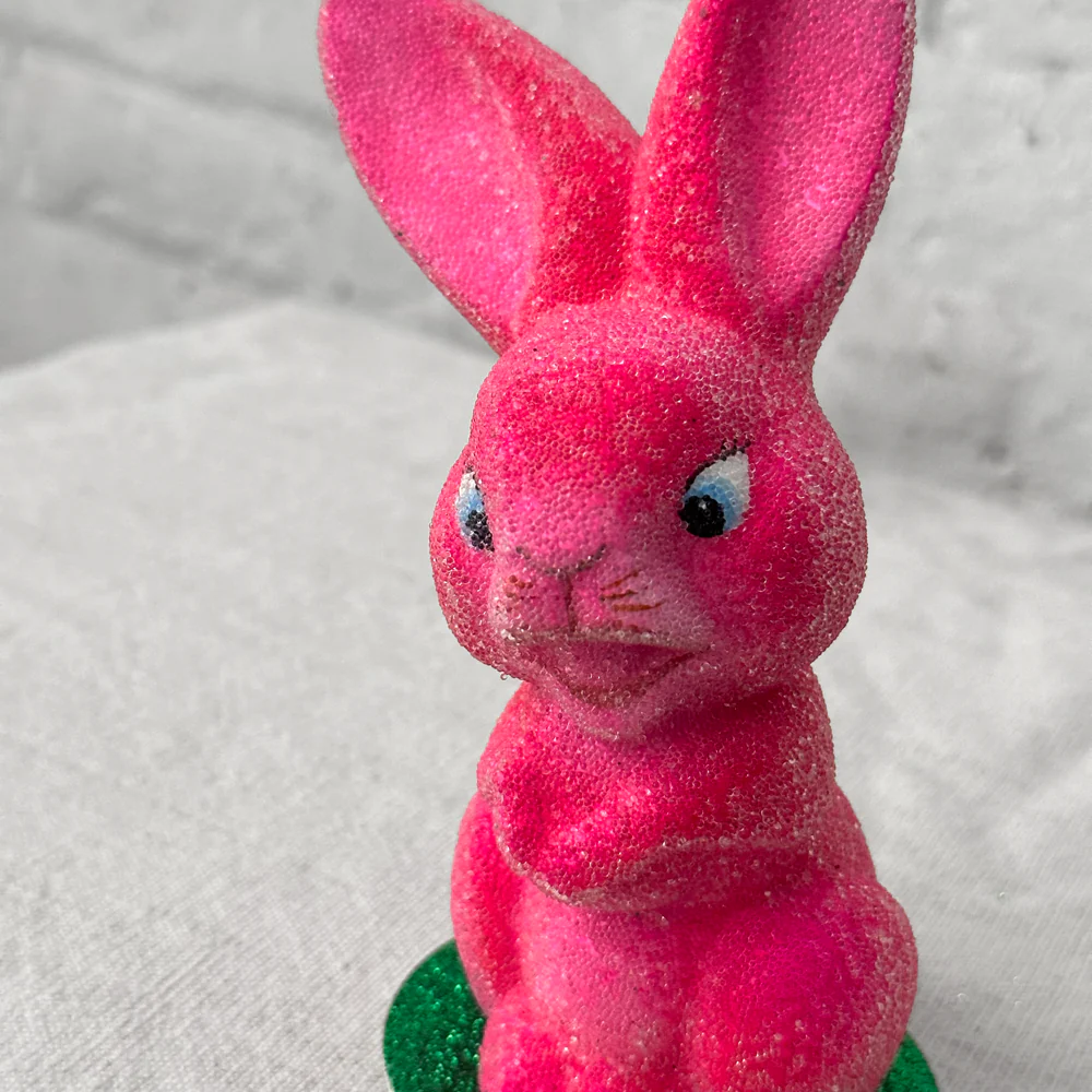 Ino Schaller Papier Mâché Hot Pink Beaded Bunny with Big Teeth - Image 2