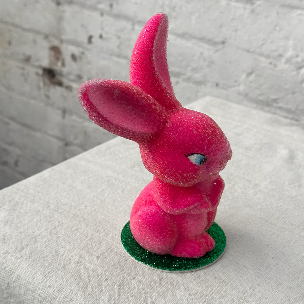Ino Schaller Papier Mâché Hot Pink Beaded Bunny with Big Teeth - Image 3