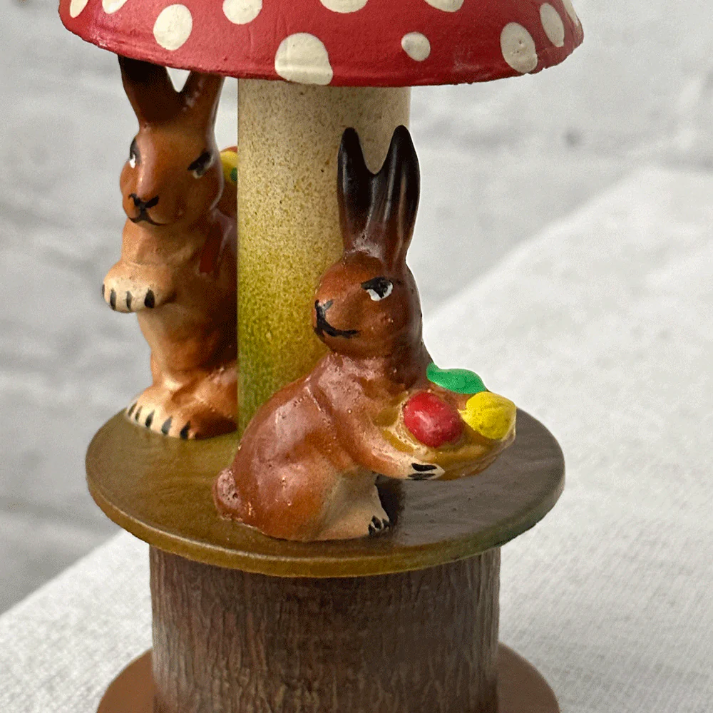 Ino Schaller Papier-Maché Mushroom Candy Box with Rabbits - Image 2