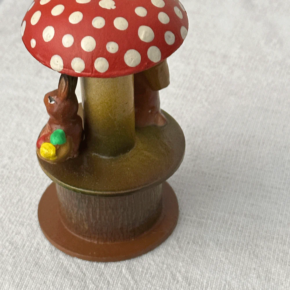 Ino Schaller Papier-Maché Mushroom Candy Box with Rabbits - Image 3
