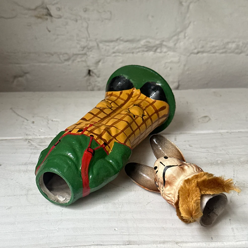 Nostalgic Papier Mâché Rabbit Candy Box in Plaid Pants - Image 4