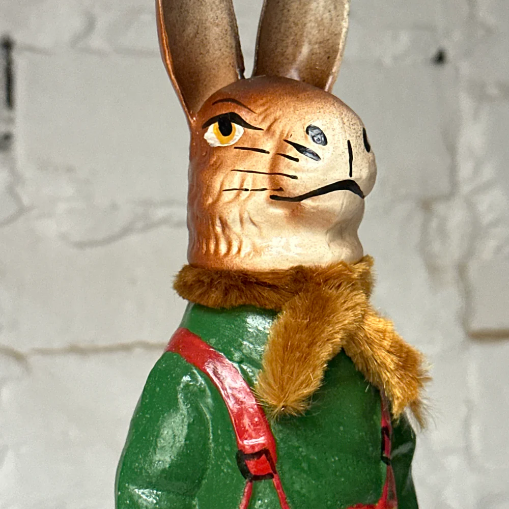 Nostalgic Papier Mâché Rabbit Candy Box in Plaid Pants - Image 5