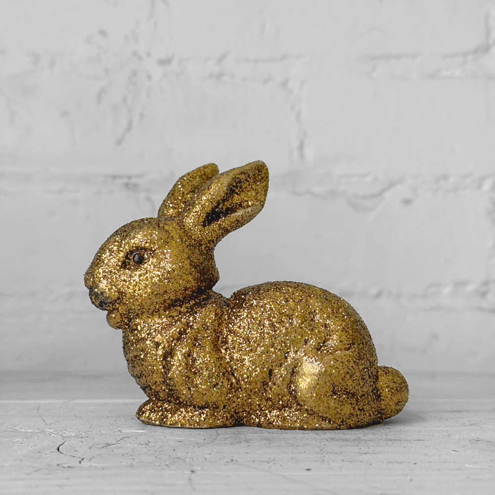 Ino Schaller Extra-Small Lying Glitter Bunny in Gold