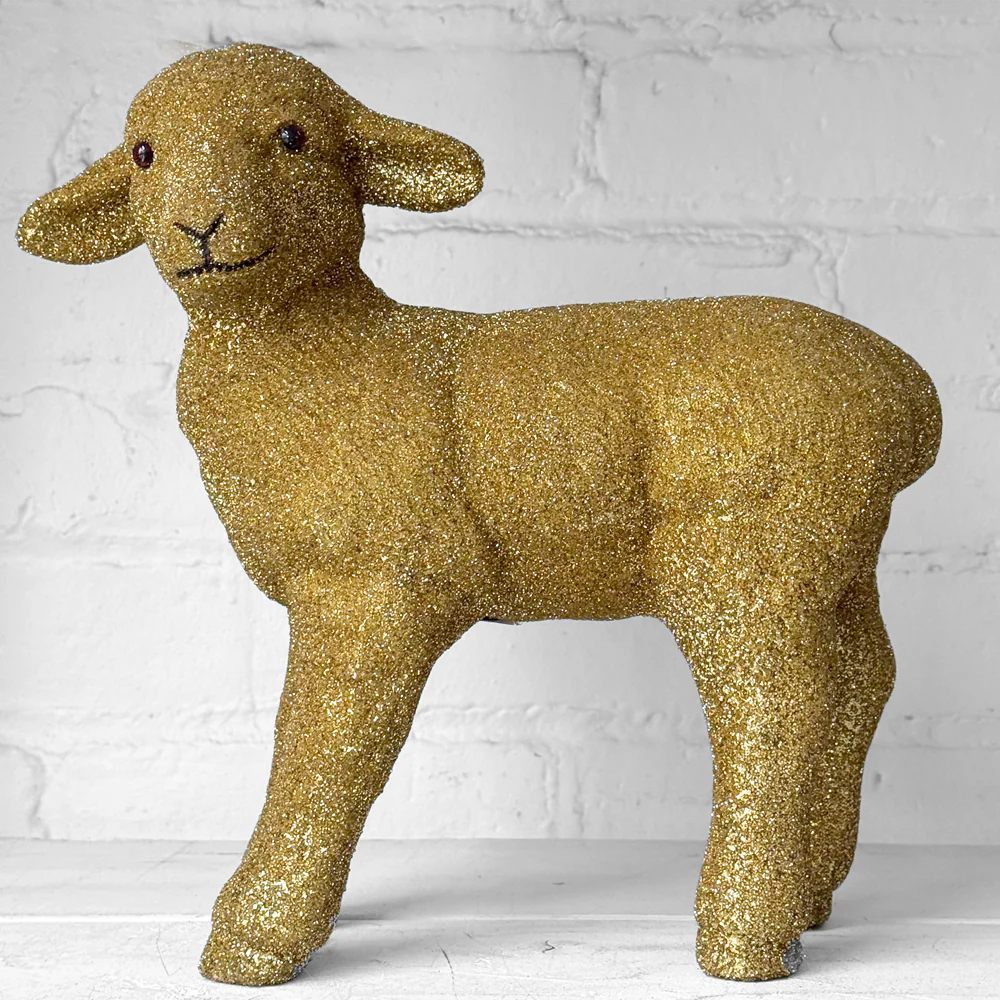 Ino Schaller Standing Beaded Glitter Sheep in Gold