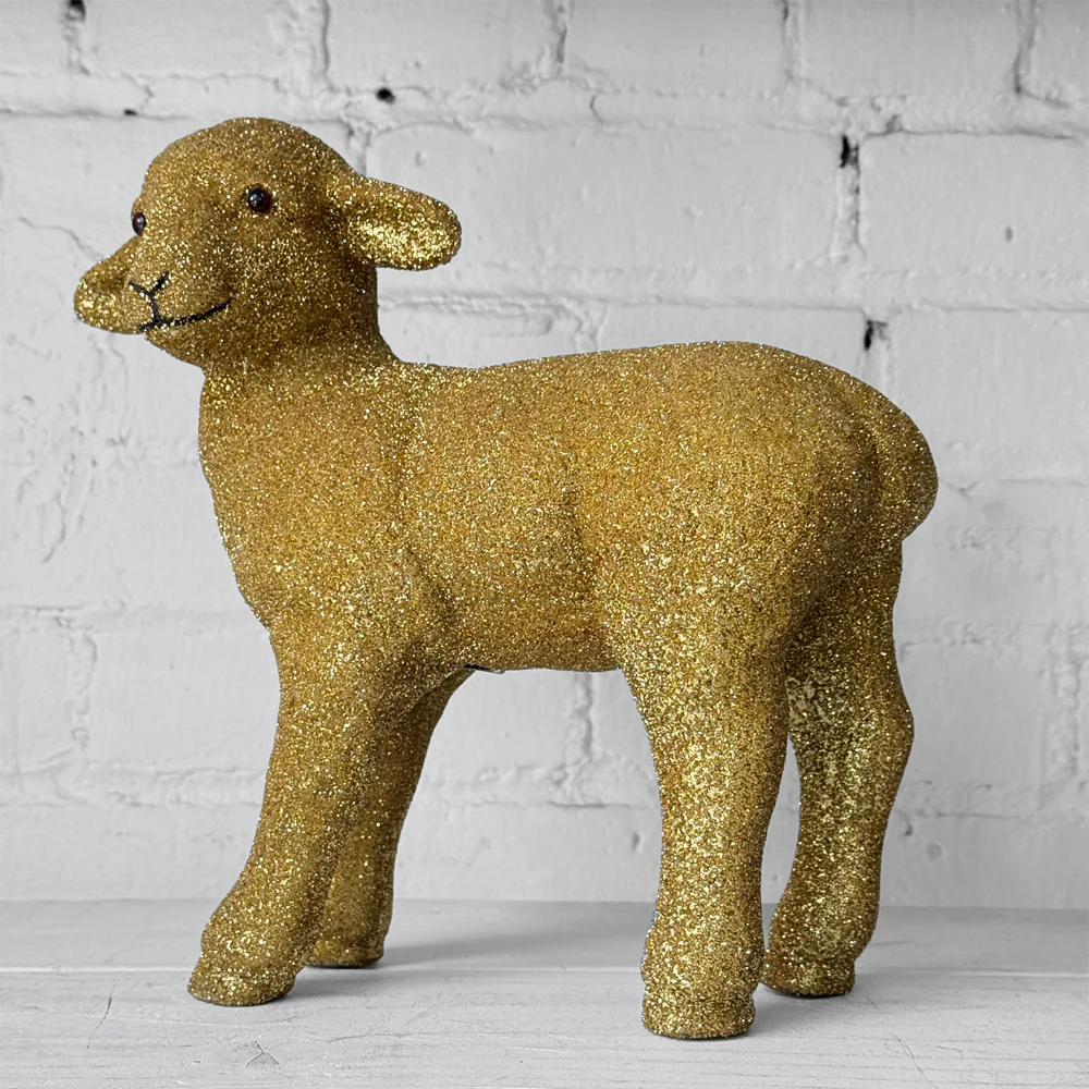 Ino Schaller Standing Beaded Glitter Sheep in Gold - Image 4