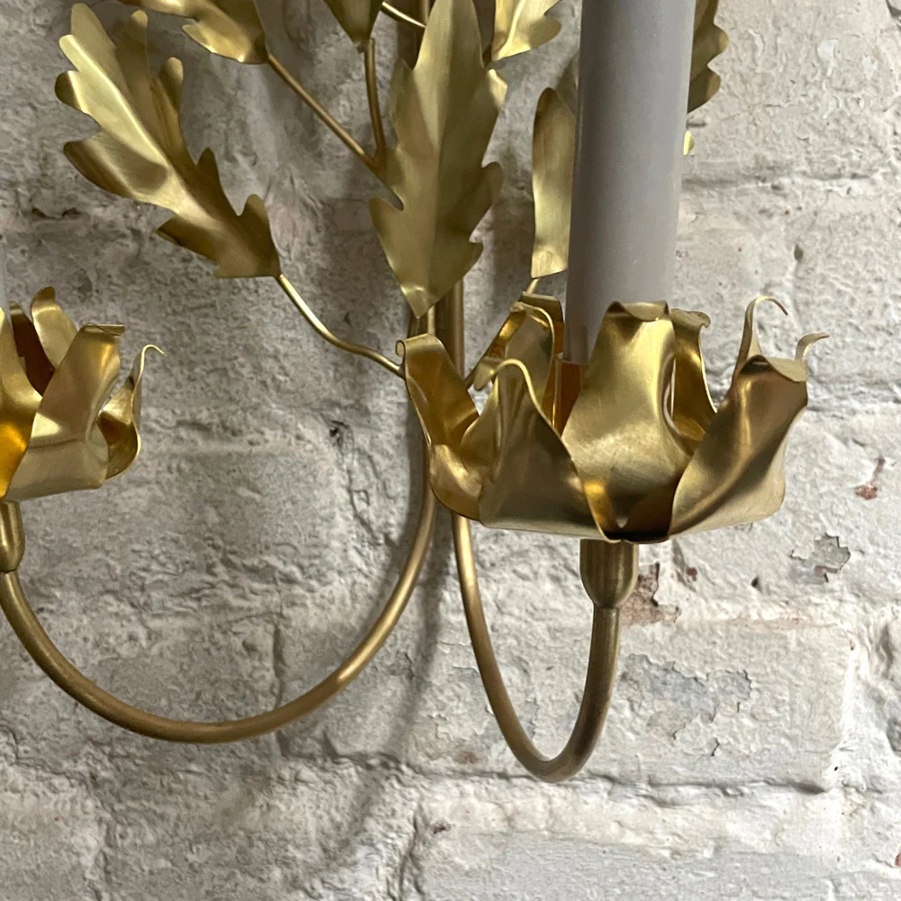 Jess Wheeler Oak Leaf Double Candle Sconce - Image 3