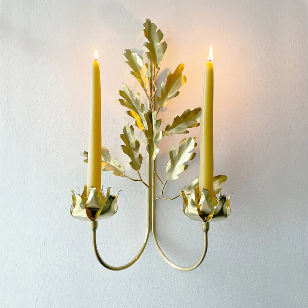 Jess Wheeler Oak Leaf Double Candle Sconce - Image 4