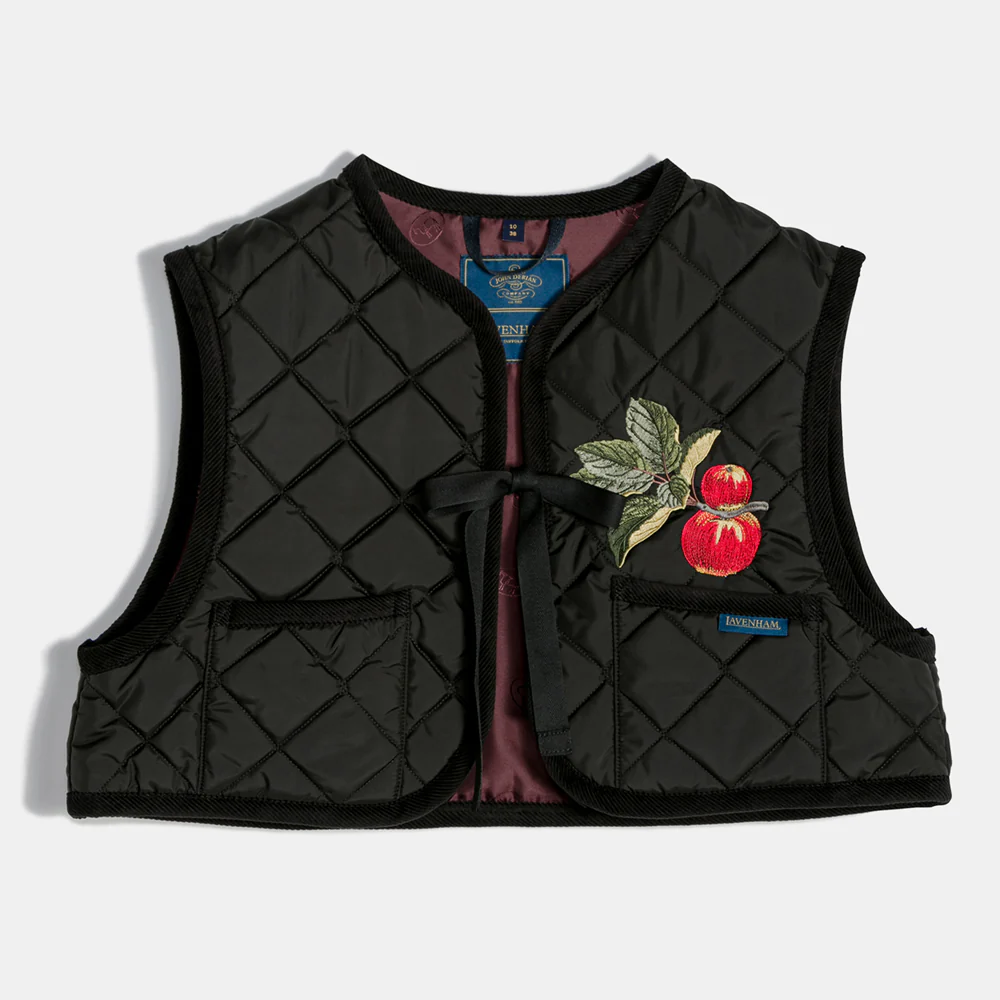 John Derian Apple Tie -Up Gilet Women's Vest in Black