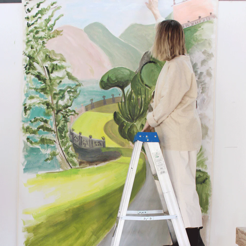 "Lake Como Villa Babianello I" Painted Backdrop by Virginia Johnson - Image 2