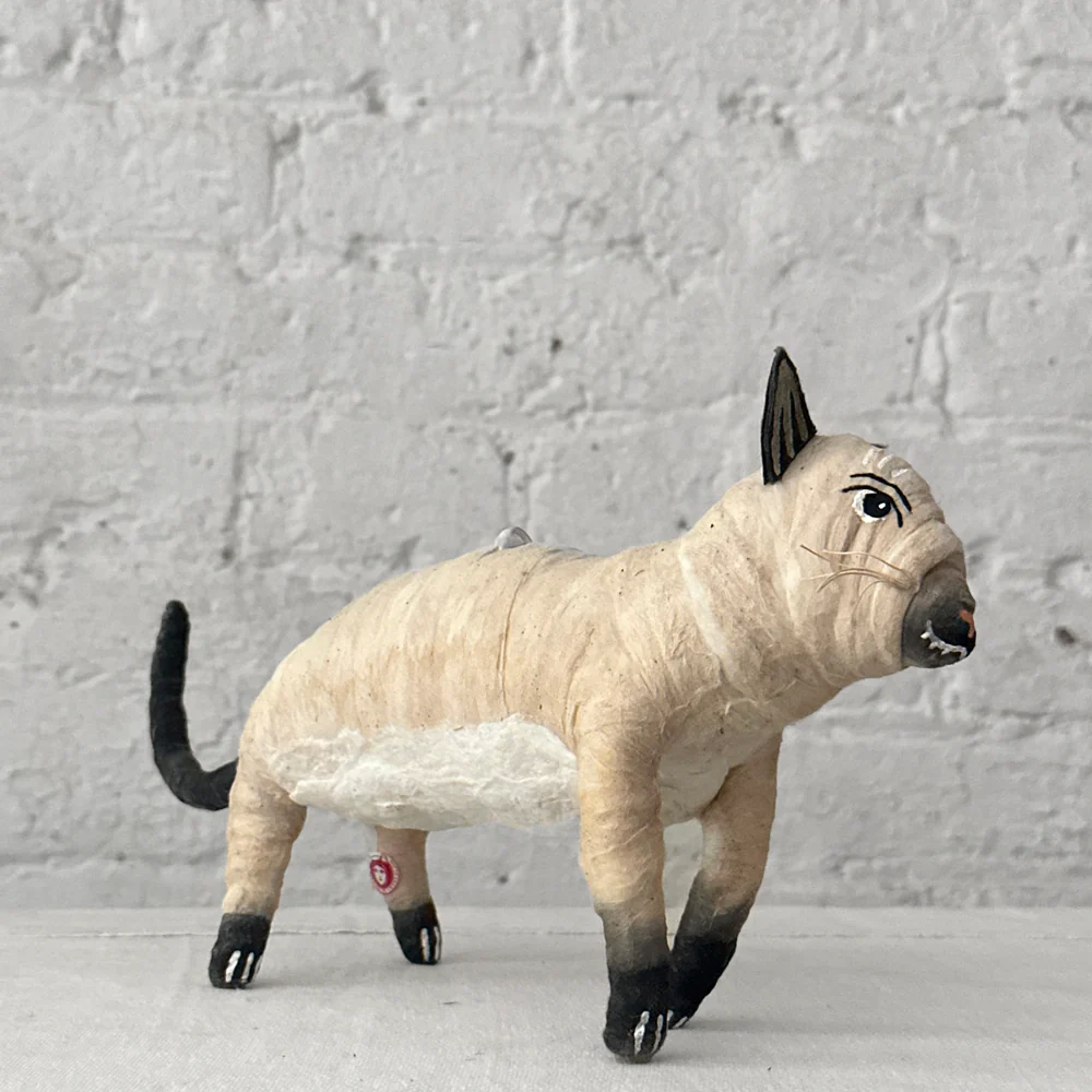 Large Cotton White Cat Ornament