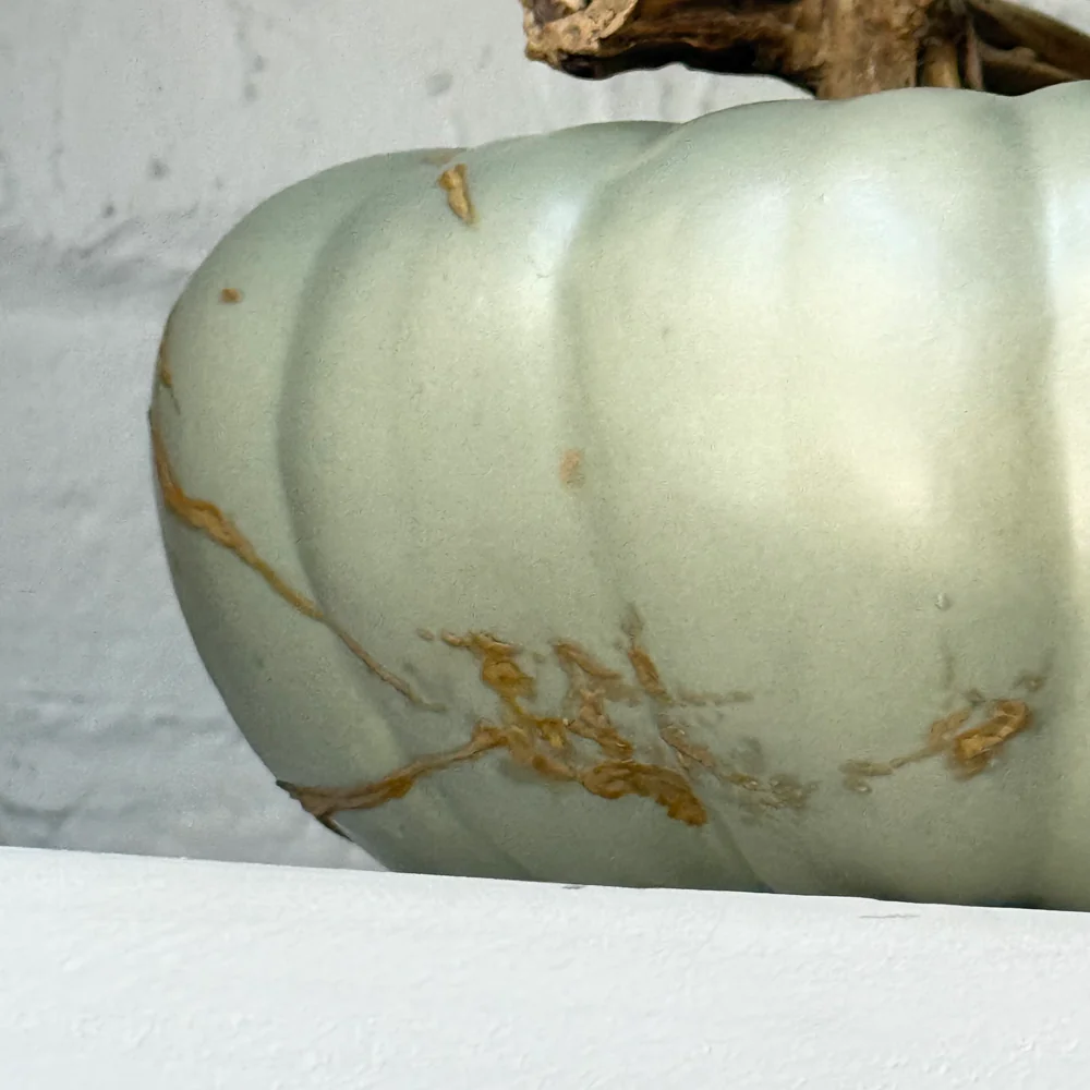 Large Porcelain Crown Prince Squash with Leaf - Image 2