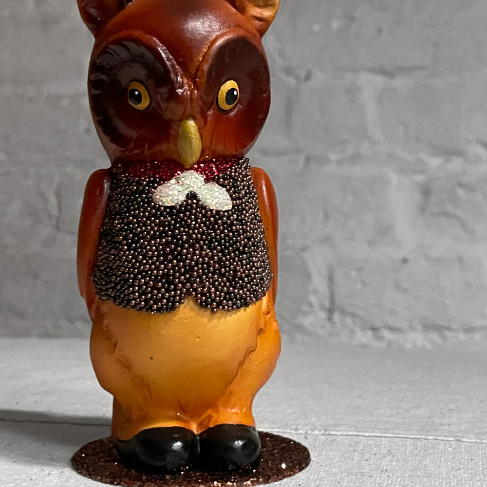 Ino Schaller Brown Owl in Beaded Vest Candy Box - Image 2