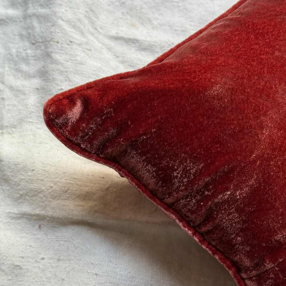 Log Embroidered Silk Velvet Cushion in Toscana - Image 4