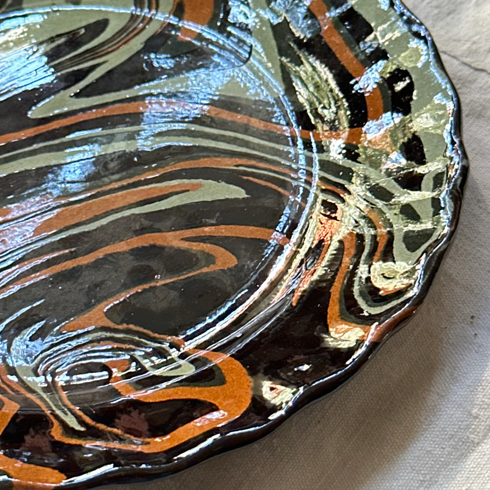 Marbled Dessert Plate XVIIIe in Byzance (BZ #754) - Image 2
