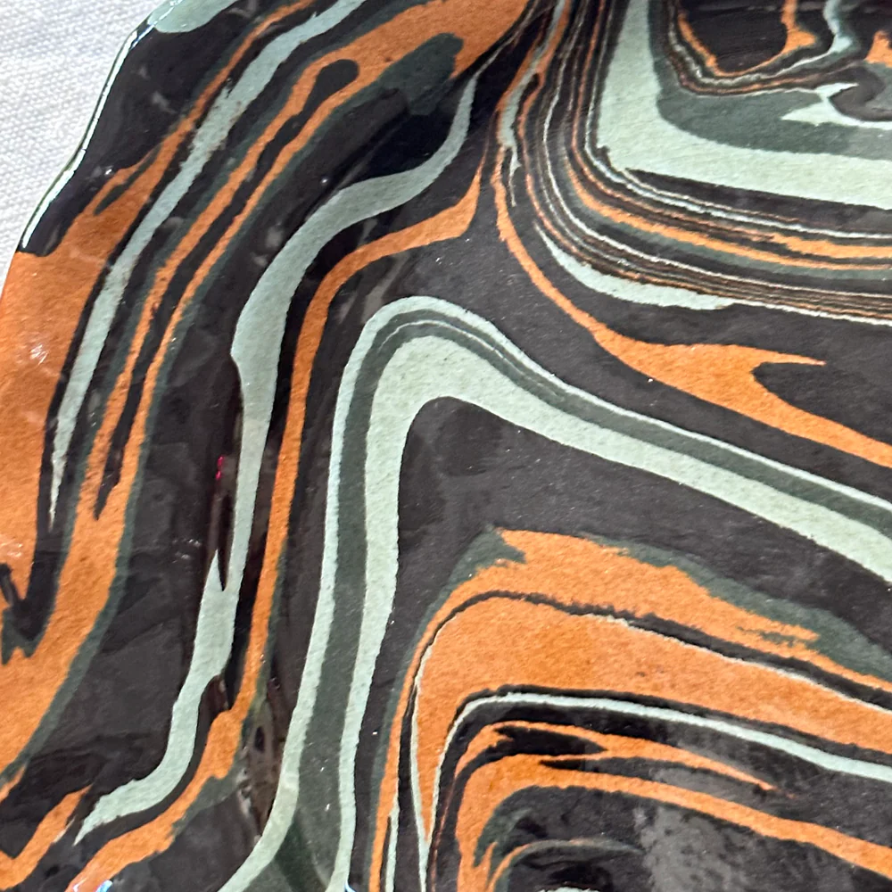 Marbled Dessert Plate XVIIIe in Byzance (BZ #754) - Image 3