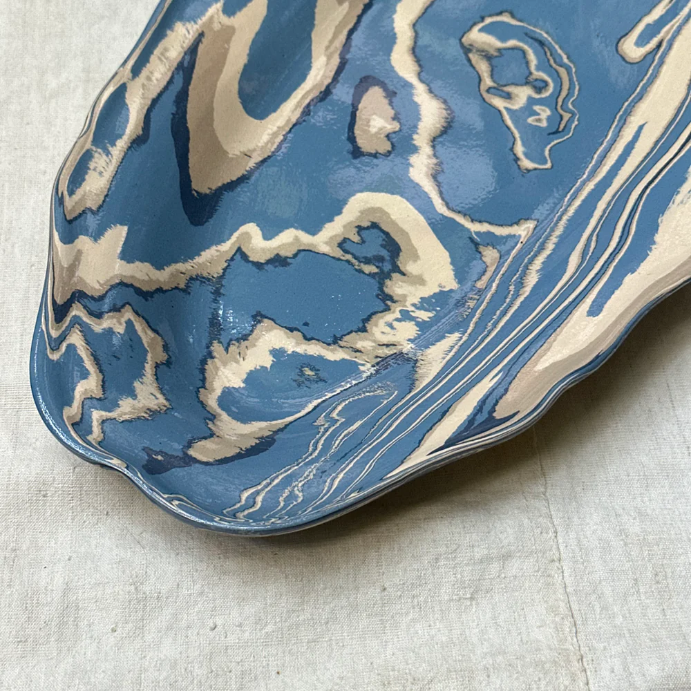 Marbled Fish Dish Platter in Arcachon (AR #743) - Image 2