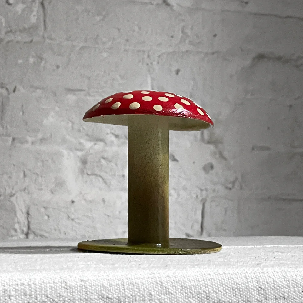 Medium Painted Mushroom in Old Red - Image 2