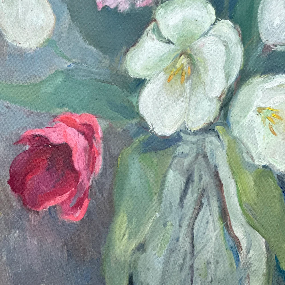 Mid 20th-century Dutch Floral Tulip Still Life Painting - Image 2