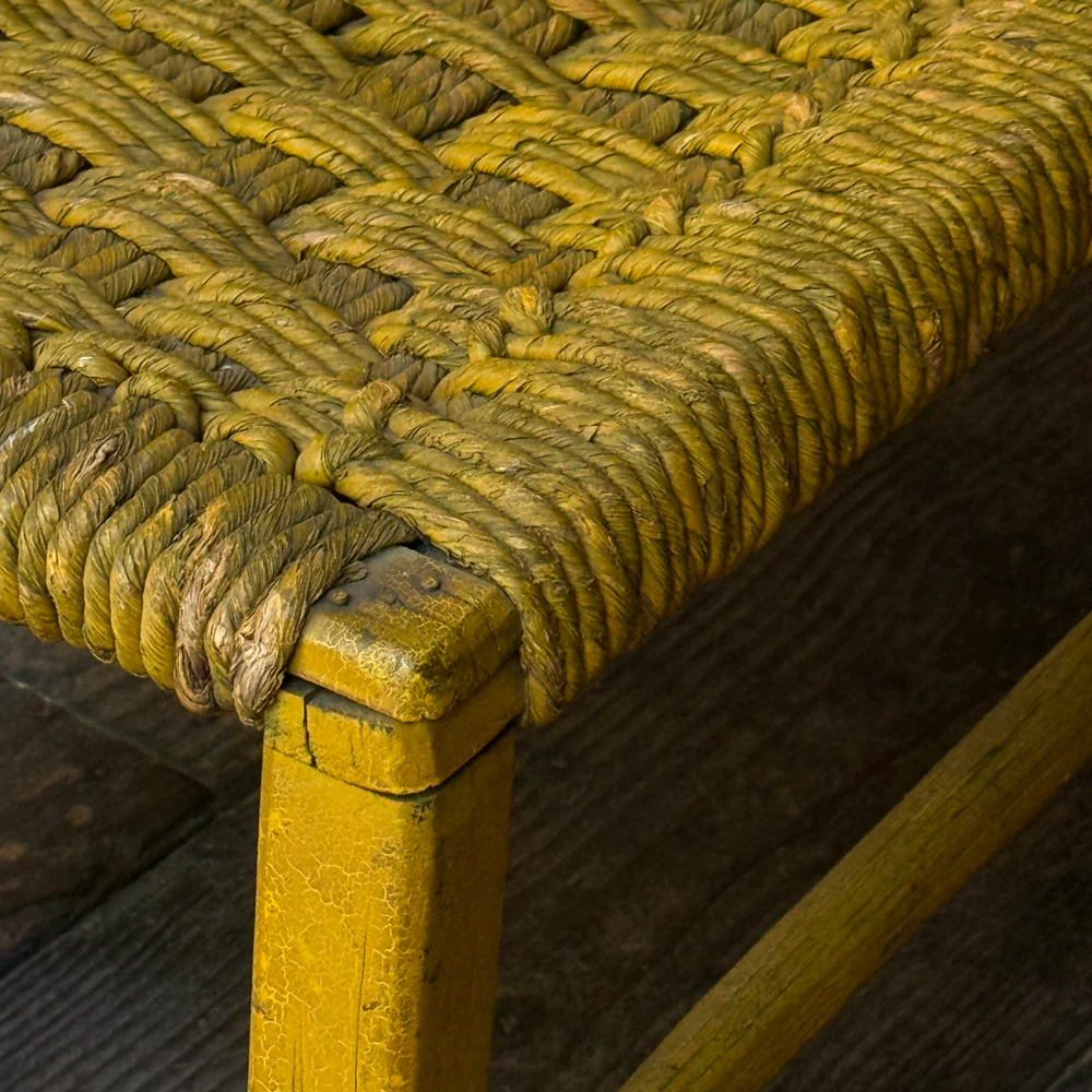Mid 20th-century Painted Rush Bench - Image 4