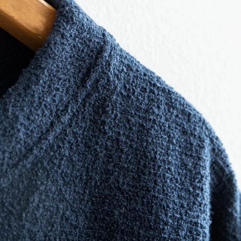 Navy Cotton Pile T-Shirt - Image 3