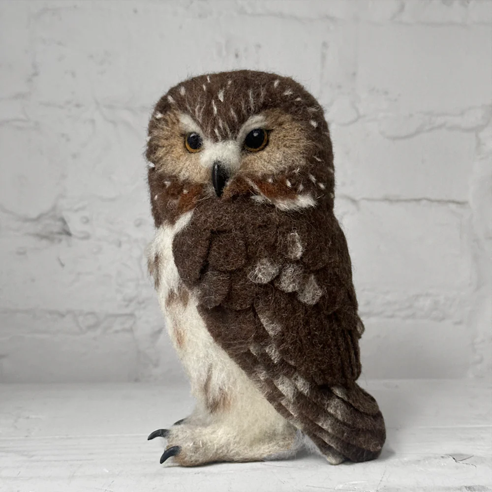Needle Felted Right Facing Saw-Whet Owl