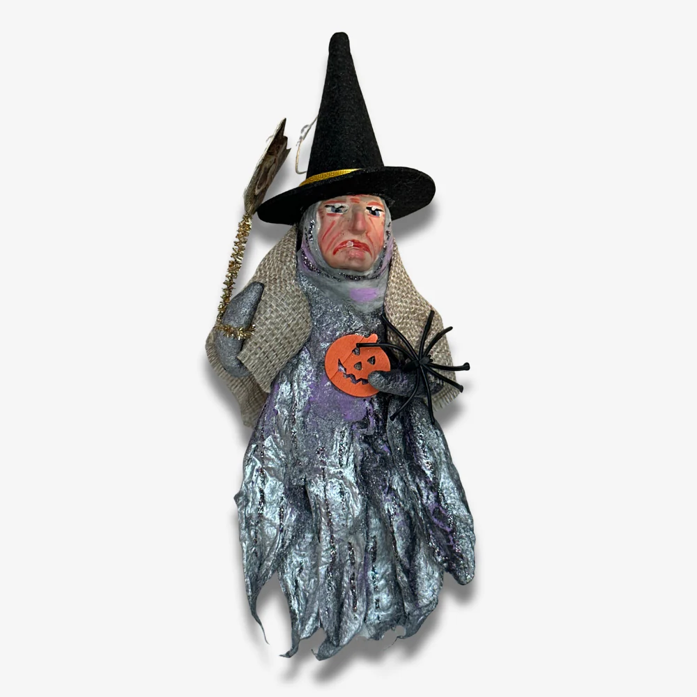 Nostalgic Large Cotton Witch with Cat Ornament