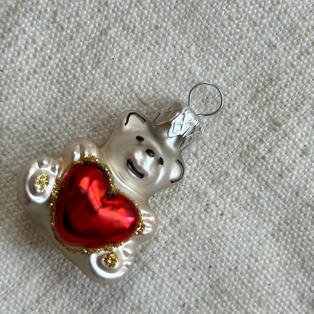 Nostalgic Mini Teddy Bear with Heart Ornament - Image 2