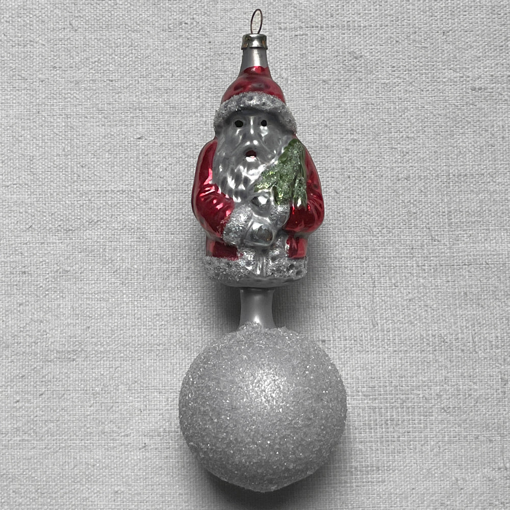 Nostalgic Santa on Snowball Ornament