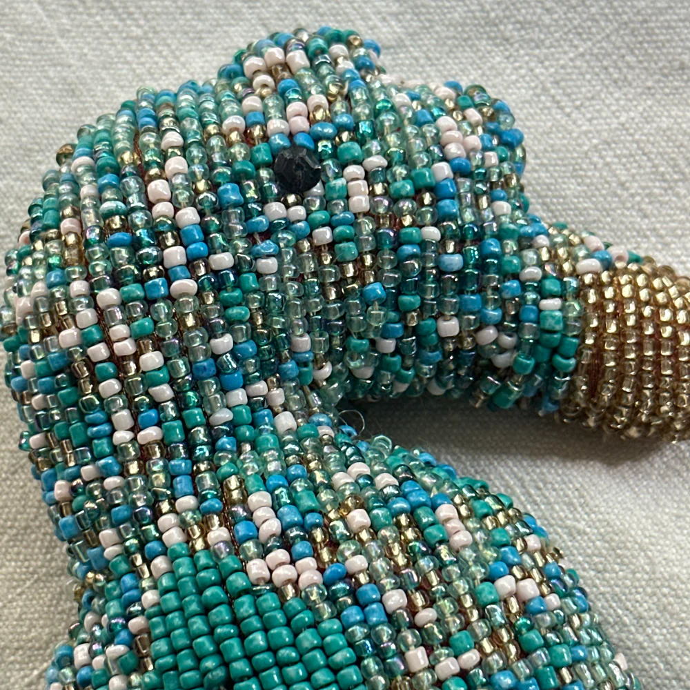 Oceanic Silk Velvet Beaded Seahorse  in Aqua #5 - Image 2