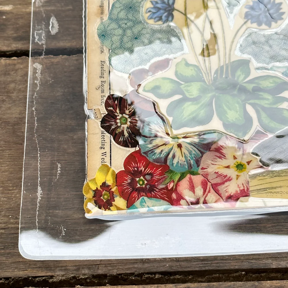 One of a Kind Collaged Birds & Flowers Mat (2-14) - Image 4