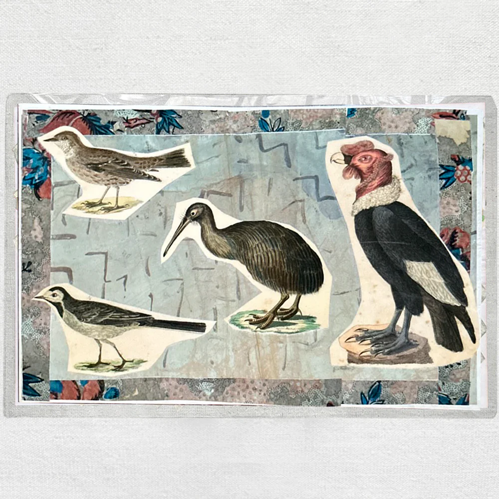 One of a Kind Collaged Birds Table Mat (#630)