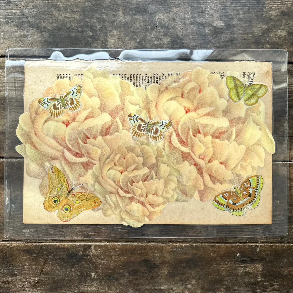 One of a Kind Collaged Butterflies & Flower Mat Pair (2-10 & 2-11) - Image 5