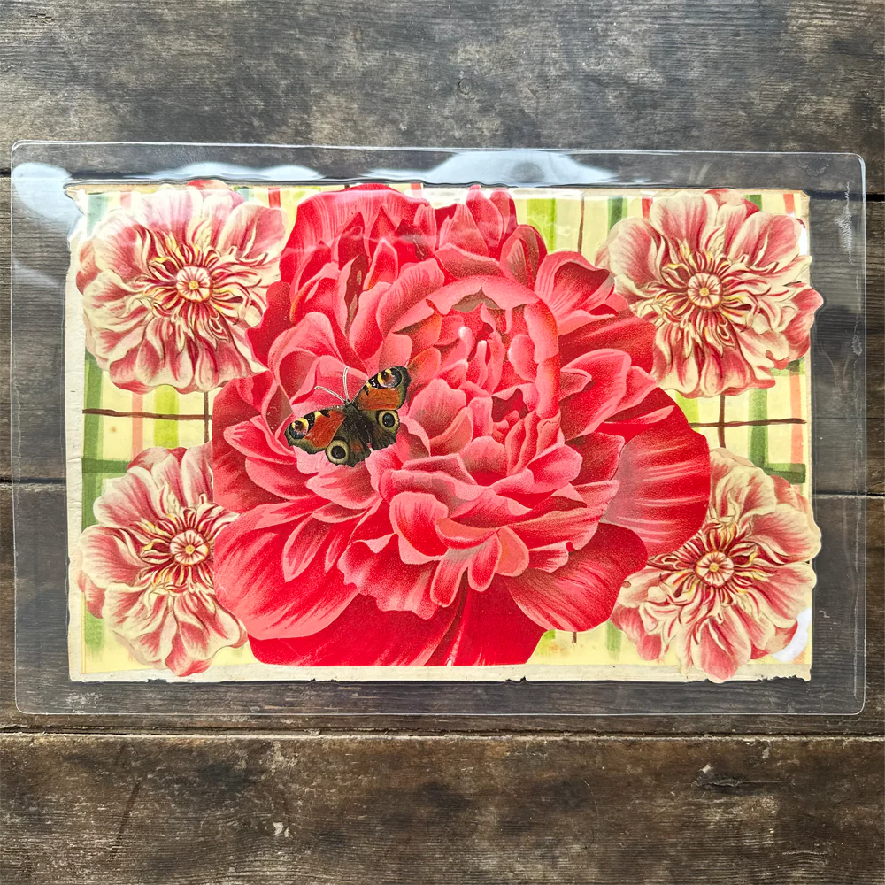 One of a Kind Collaged Butterflies & Flower Mat Pair (2-07 & 2-18)