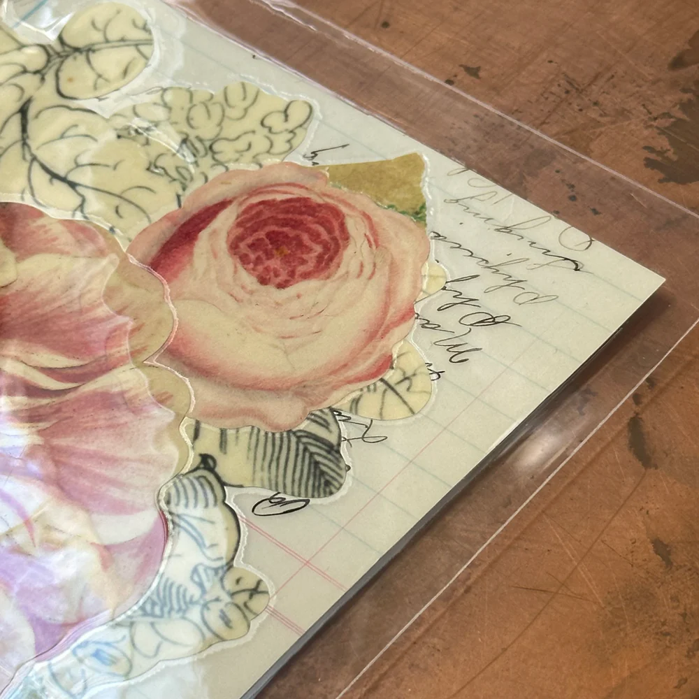 One of a Kind Collaged Flower Table Mat (#303) - Image 3