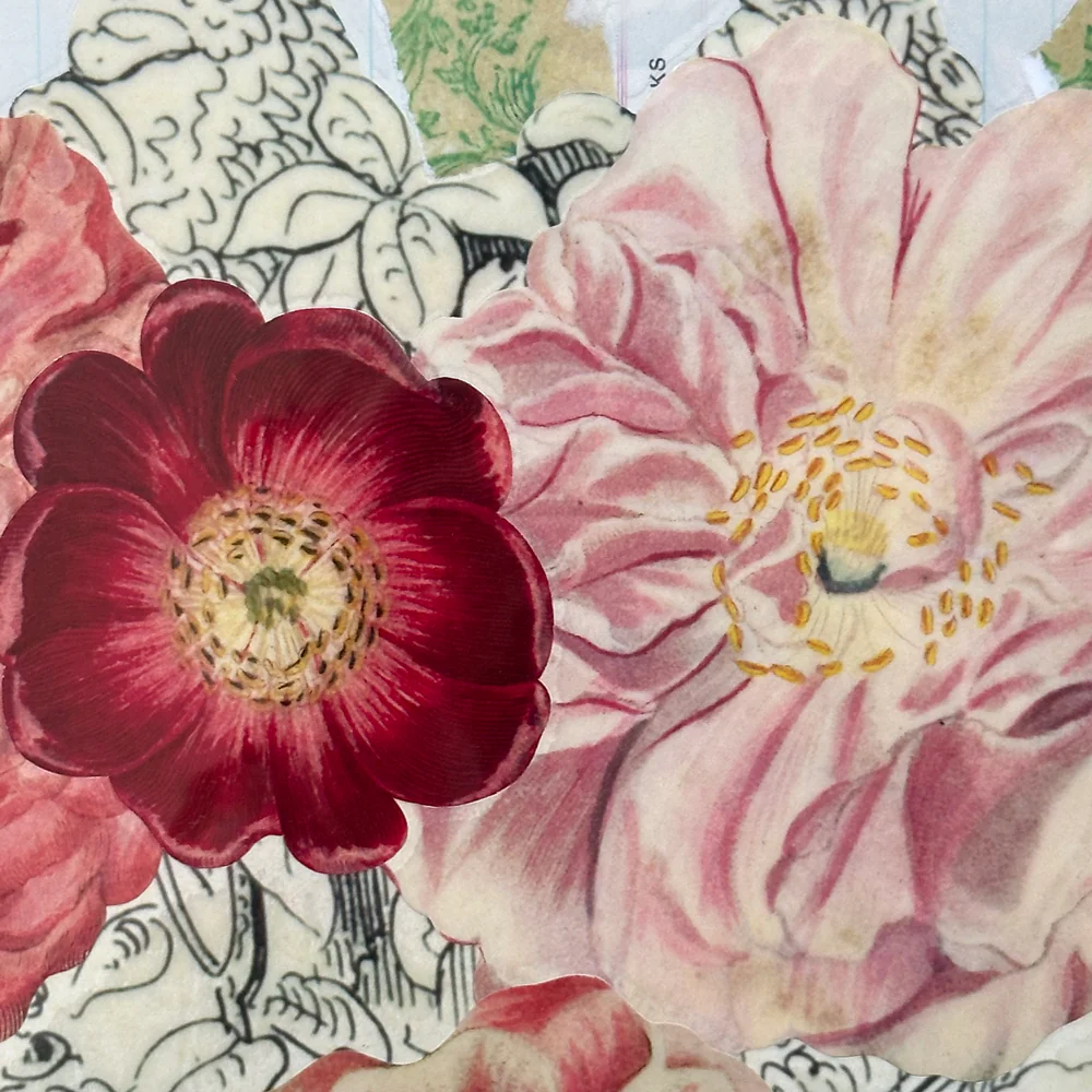 One of a Kind Collaged Flower Table Mat (#303) - Image 4
