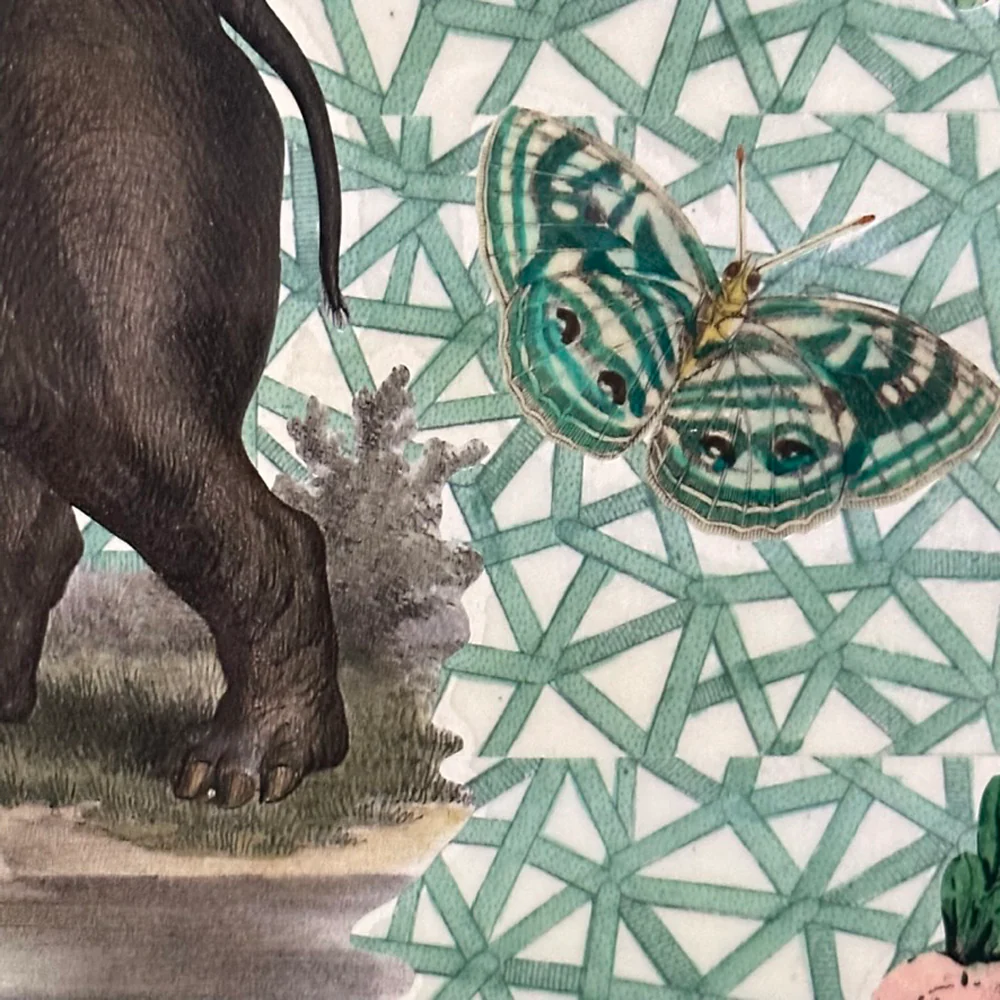 One of a Kind Collaged Hippo Table Mat (#618) - Image 3