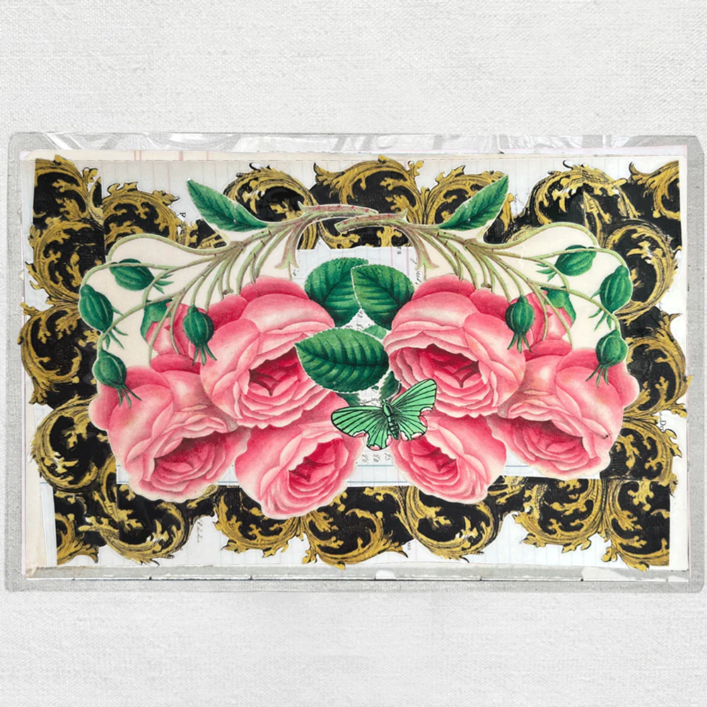 One of a Kind Collaged Rose Cascade Mat Pair - Image 2