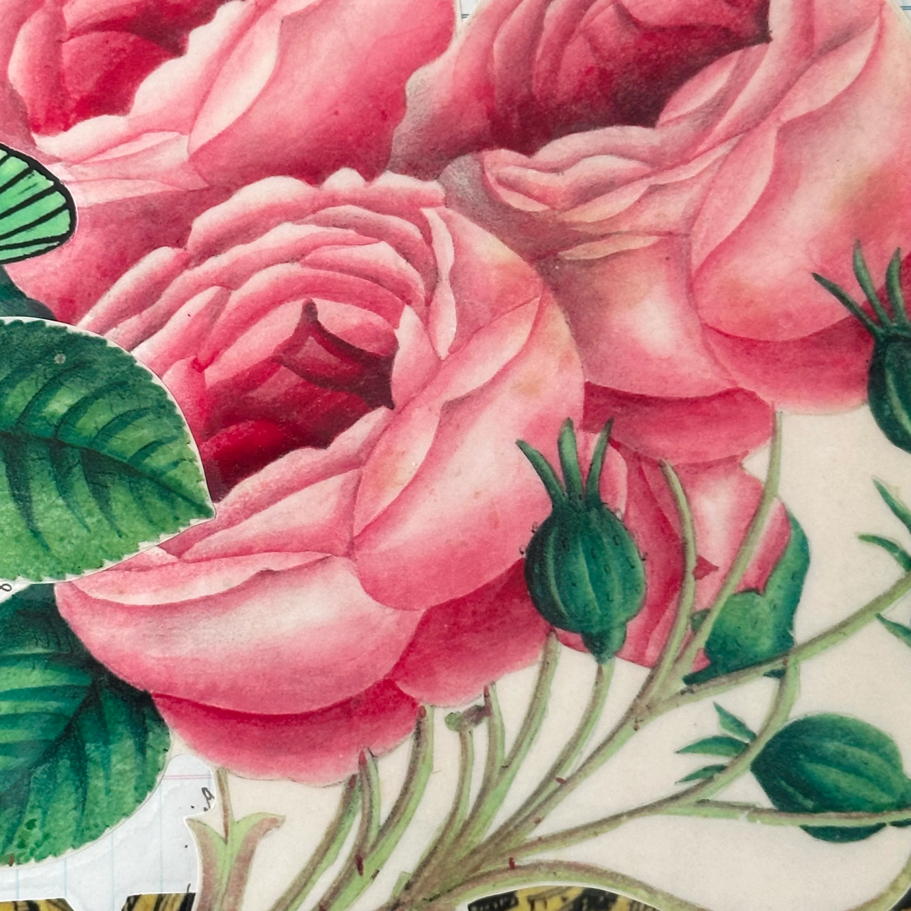 One of a Kind Collaged Rose Cascade Mat Pair - Image 4