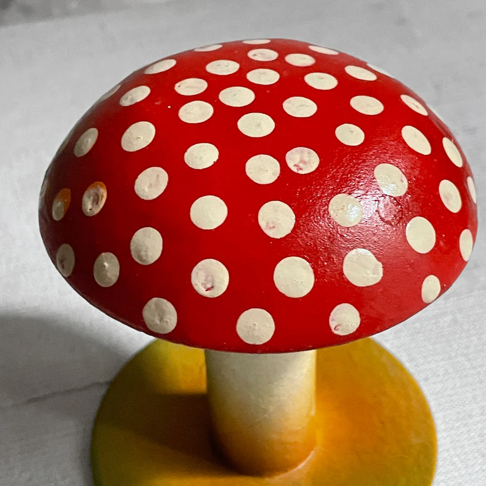 Large Painted Mushroom in Old Red - Image 2